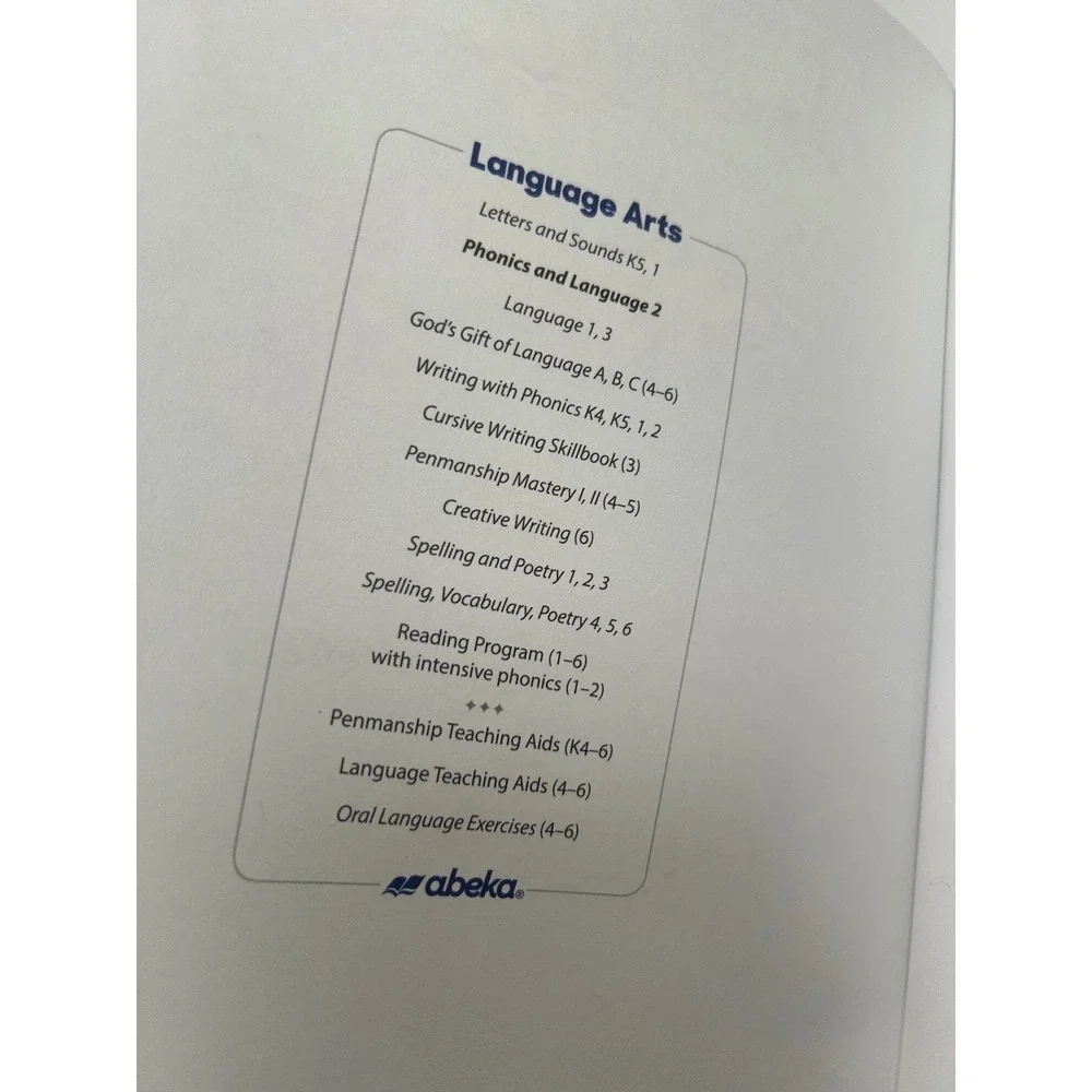 Abeka Phonics and Language 2 Textbook Workbook 2017 Language Arts Grade 2